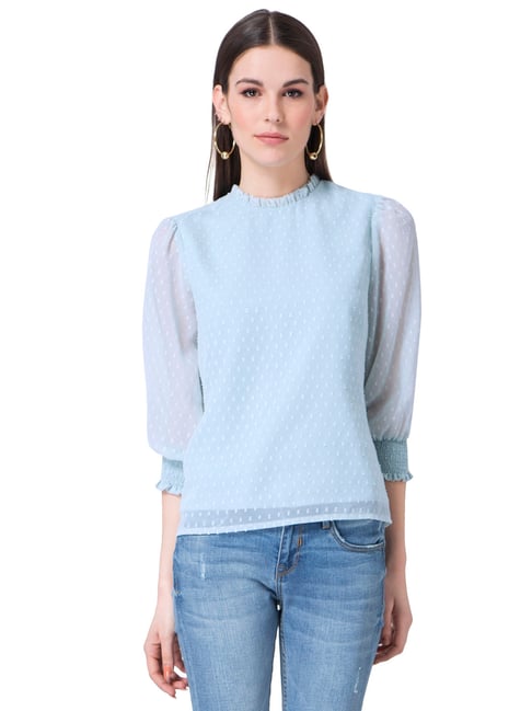 FabAlley Blue Self Design Top