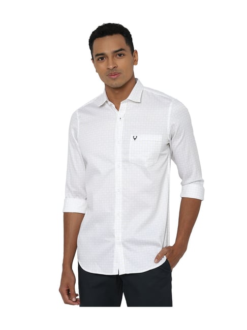 Allen Solly White Full Sleeves Checks Shirt