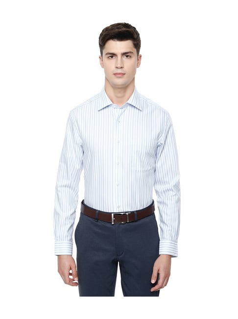 Buy Louis Philippe Blue Cotton Striped 