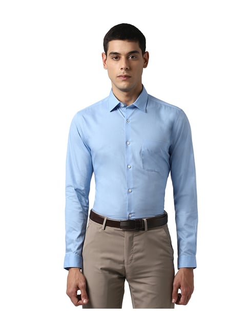 Peter England Blue Full Sleeves Slim Fit Shirt