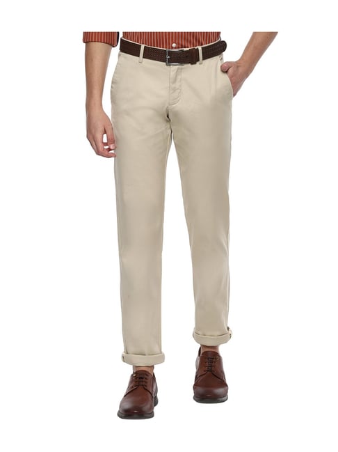 Buy Louis Philippe Sport Khaki Cotton Slim Fit Self Pattern Trousers for  Mens Online @ Tata CLiQ