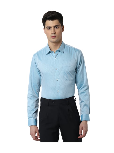 Peter England Blue Cotton Full Sleeves Shirt