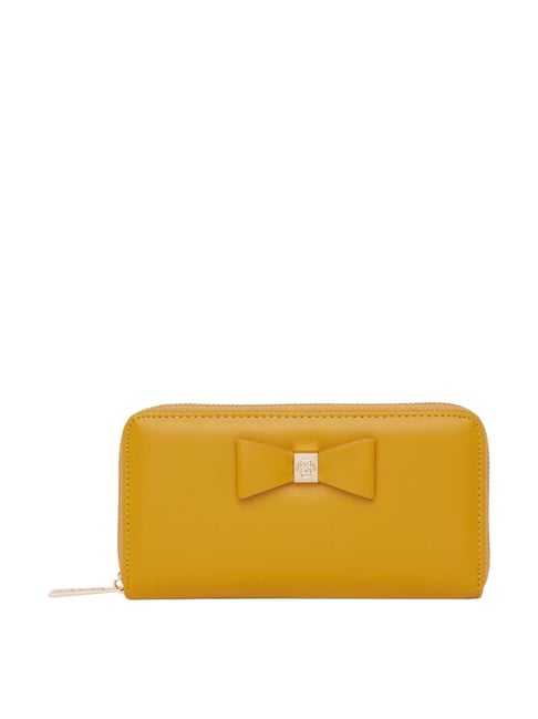 CERIZ Pierina Yellow Solid Zip Around Wallet for Women