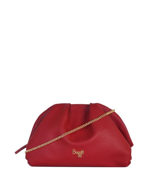 baggit red solid sling bag