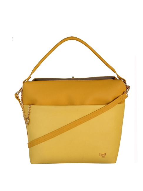 Baggit Esnug Triol Yellow Solid Large Tote Handbag Price in India