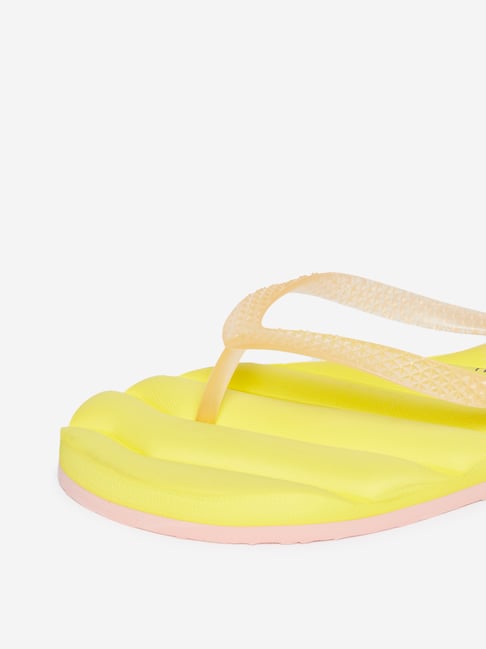 Buy LUNA BLU by Westside Yellow Textured Flip-Flops Online at best price at TataCLiQ