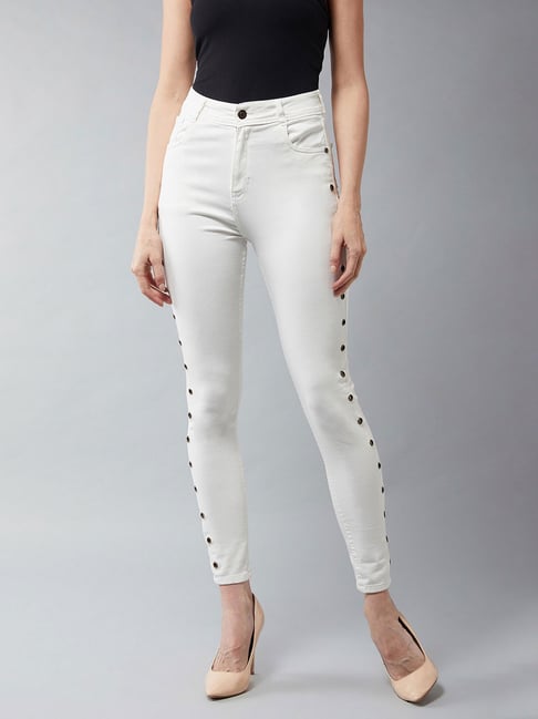 Buy DOLCE CRUDO White Embellished Jeans 