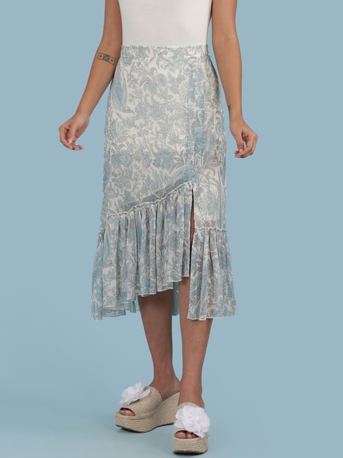 aarke Ritu Kumar Ice Blue Floral Print Skirt Price in India