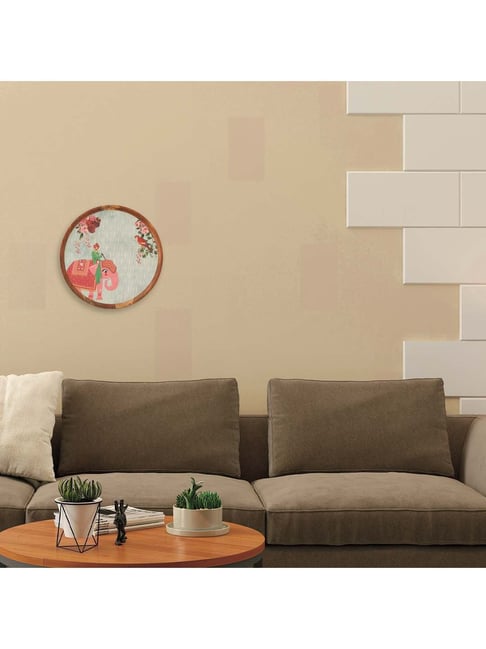 ICRAFT Green & Pink Acacia Wood Royal Elephant Wall Plate - Set of 1-picture-20