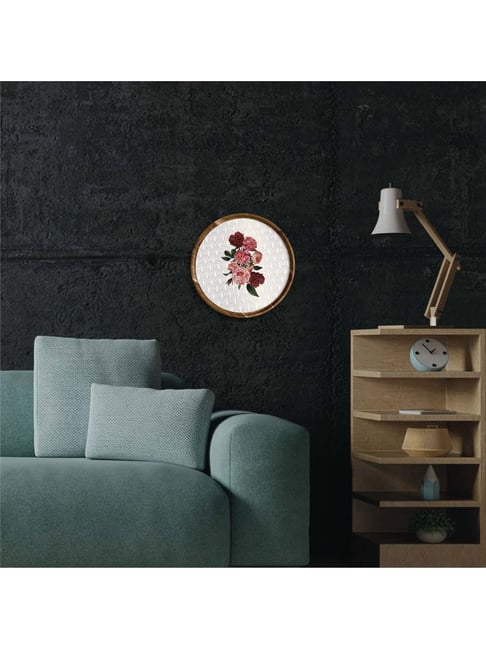 ICRAFT Multicolor Acacia Wood Net Floral Wall Plate - Set of 1-picture-48