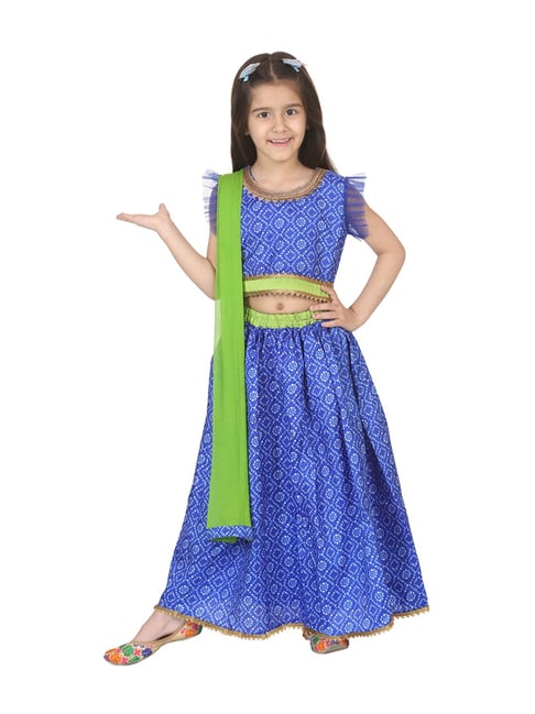 Buy Bownbee Girls Cotton Hathi Print Leheriya Lehenga Choli Indian  Traditional Ethnic Dress for Kids with Sleeveless, Round Neck, Dresses for  Baby Girl, Ideal for All Festive Occasions (Green, 3-6 Months) at