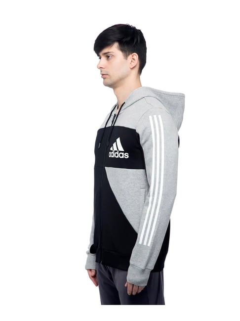 Cantidad de dinero Contracción Dalset Buy Adidas M SID FZ Grey & Black Colour-Block Hooded Jacket for Men Online  @ Tata CLiQ