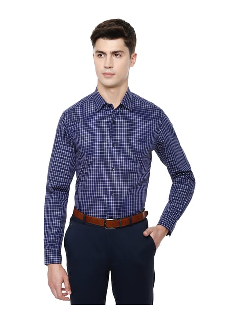 Buy Louis Philippe Blue Cotton Slim Fit Checks Shirts for Mens Online @  Tata CLiQ