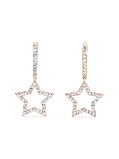 Star Diamond Dangle Earrings Dainty Drop Style 14K Gold 1.78 ct-G,SI  (G-H/SI1-SI2) – Glitz Design