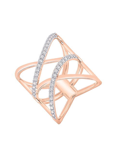 22K Gold 'Criss Cross / X ' Ring with Cz For Women - 235-GR6739 in 5.000  Grams