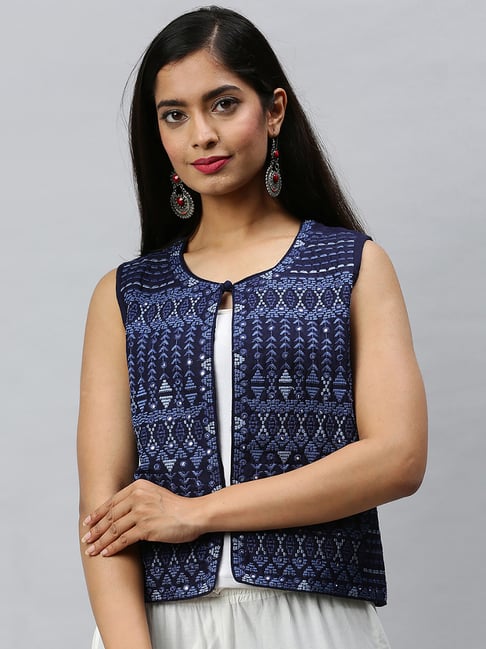 Soch Navy Embroidered Ethnic Jacket
