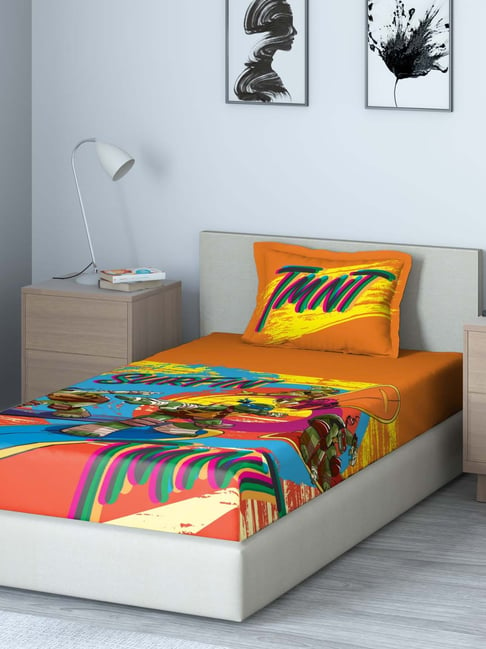 DDecor TMNT Orange Cotton 180 TC Kids Bed Sheet Set-DDecor-HomeFurnishing-TATA CLIQ