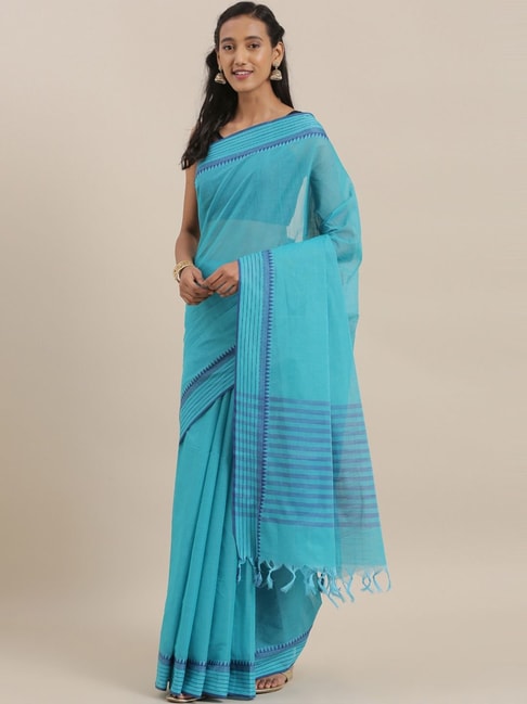 The Chennai Silks Blue Cotton Saree With Unstitched Blouse Price in India