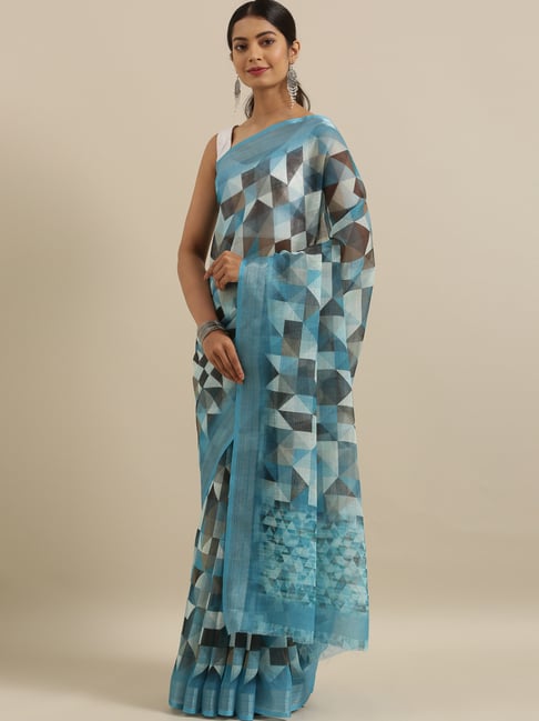 The Chennai Silks Multicolored Geometric Pattern Saree With Unstitched Blouse Price in India