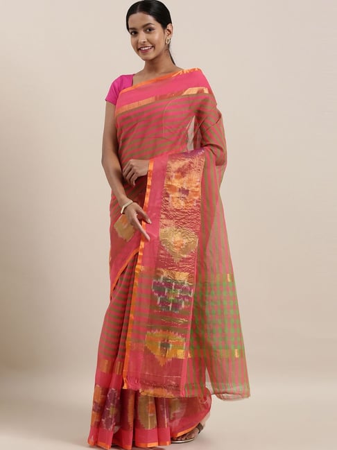 The Chennai Silks Multicolored Cotton Striped Saree Price in India
