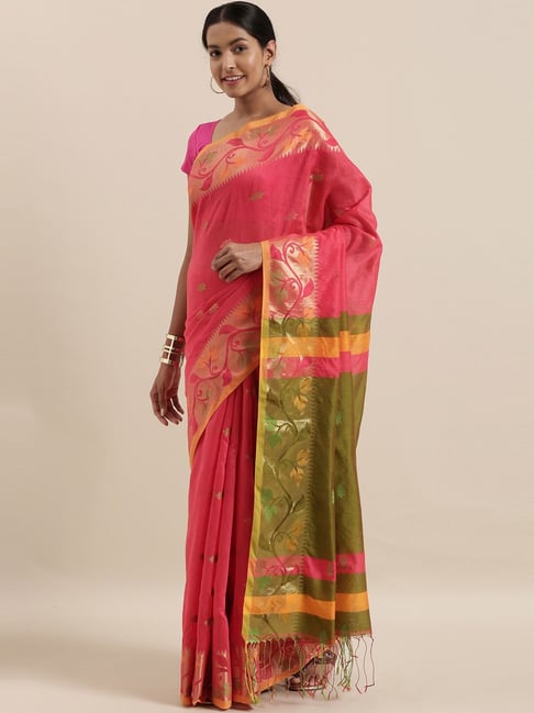 The Chennai Silks Pink Woven Saree With Unstitched Blouse Price in India