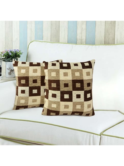Saral Home Brown & Beige Chenille Cushion Covers - Set of 2-picture-14