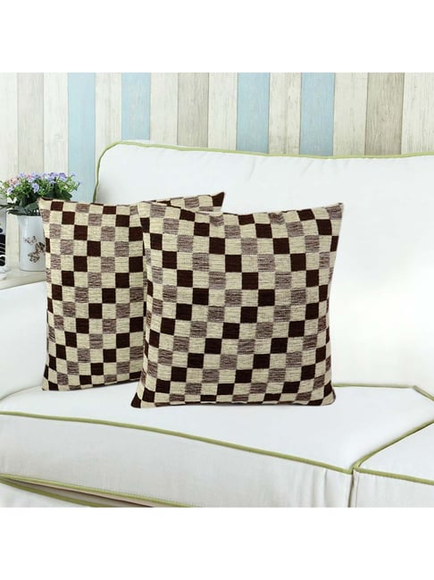 Saral Home Brown & Beige Chenille Cushion Covers - Set of 2-picture-35