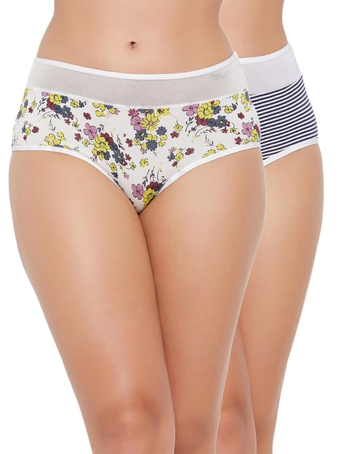 Buy Clovia Cotton Pack of 2 High Waist Printed Hipster Panty - Multi-Color  Online