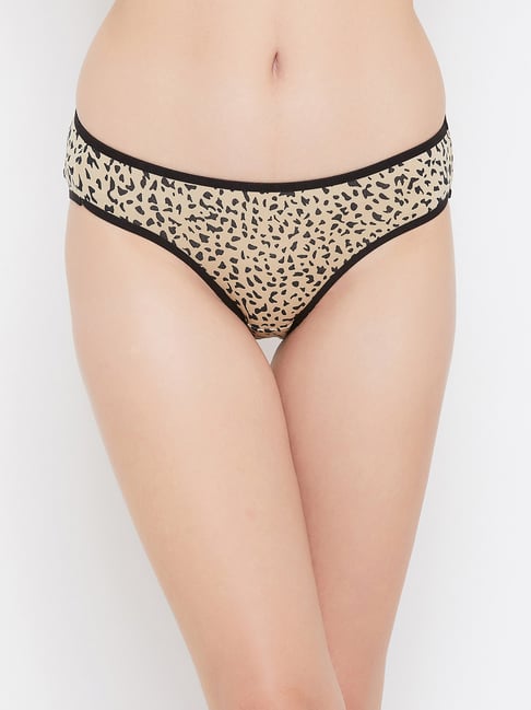 Buy Black Animal Print Lace Briefs for Women Online
