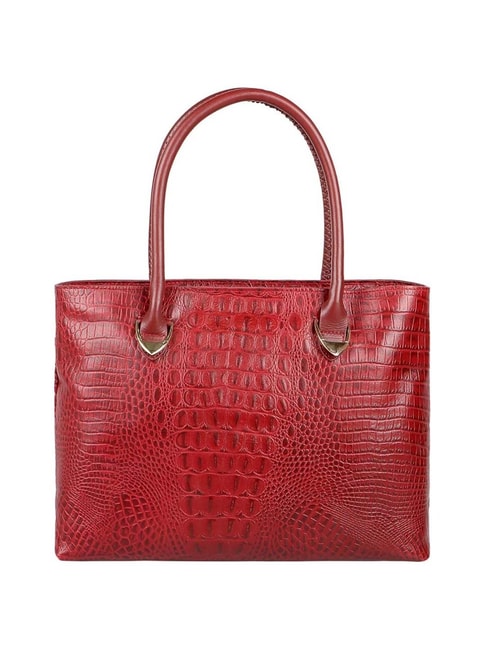 Hidesign Core Red Textured Medium Tote Handbag Price in India