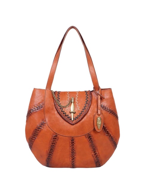 Hidesign Maasai Orange Textured Medium Tote Handbag Price in India
