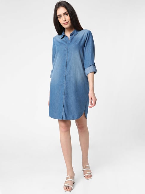 Vero Moda Blue Cotton Shift Dress