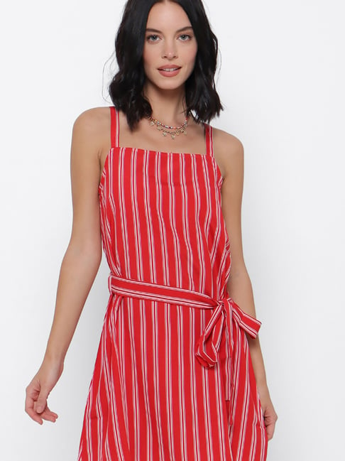 Forever 21 Red & White Striped Dress Price in India