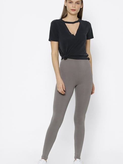 Buy Forever 21 Grey Slim Fit Leggings for Women Online Tata CLiQ