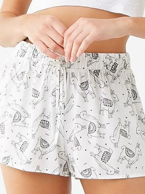 Buy Forever 21 White Black Printed Shorts for Women Online