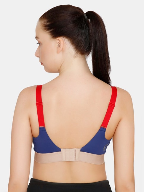 Buy Zelocity by Zivame Blue & Red Non Wired Padded Sports Bra for