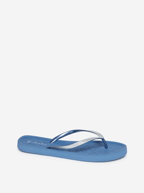 Buy LUNA BLU by Westside Blue Textured Flip-Flops Online at best