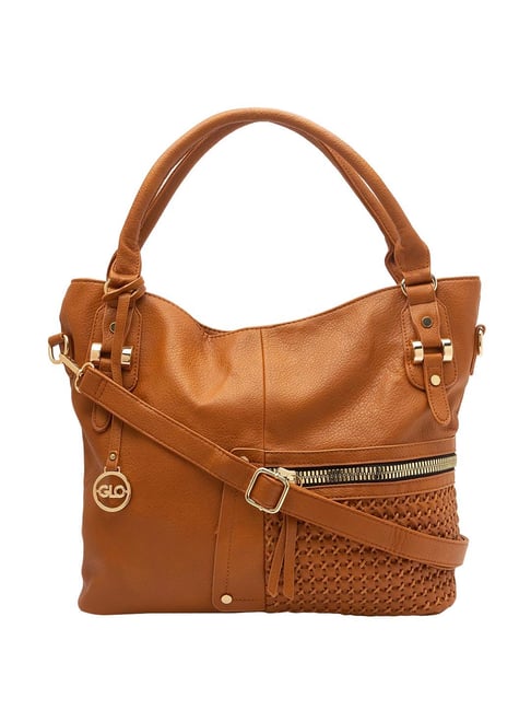 Globus Tan Solid Medium Tote Handbag Price in India