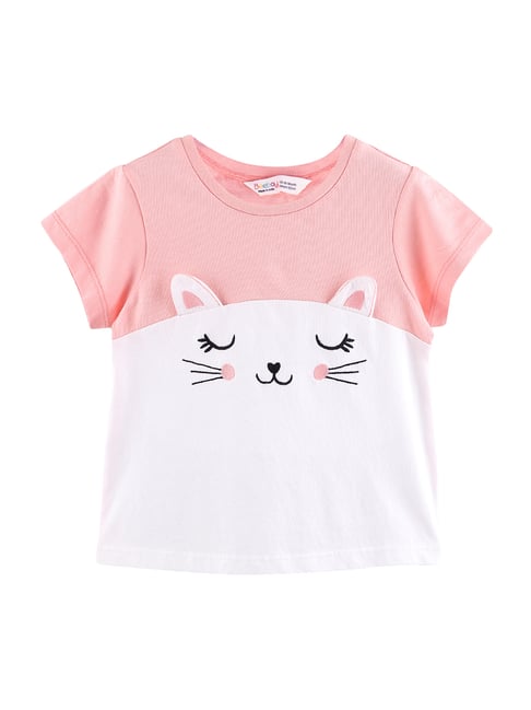 Beebay Kids Pink Cotton Applique T-Shirt