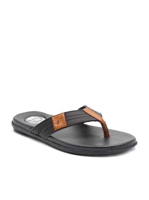 Franco Leone Men's Black & Tan Flip-Flops