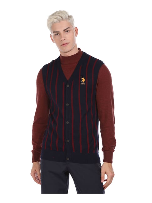 U S Polo Assn U.S. Polo Assn. Navy Striped Cardigan