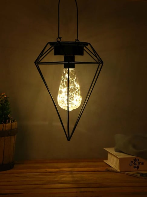 Tayhaa Black Open Inverted Diamond Cage with LED Light - Set of 1