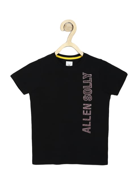 Allen Solly Junior Black Cotton Logo Print T-Shirt