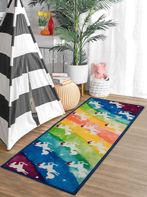 Saral Home Unicorn Multicolor Polypropylene Kids Runner - Set of 1