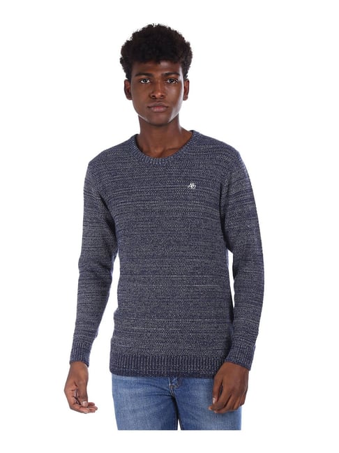 Buy Aeropostale Blue Self Design Sweater for Men Online Tata CLiQ