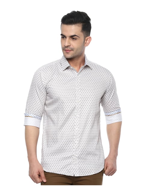 Van Heusen Off White Full Sleeves Cotton Shirt