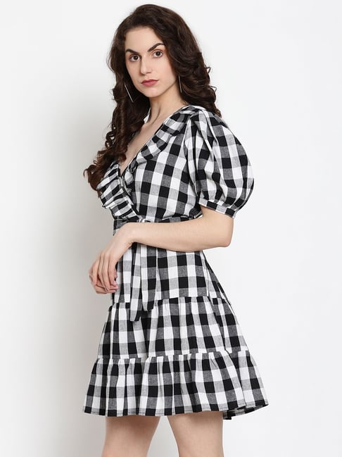 Buy SASSAFRAS Women Black & Lavender Checked Shirt Dress - Dresses for  Women 6991735 | Myntra