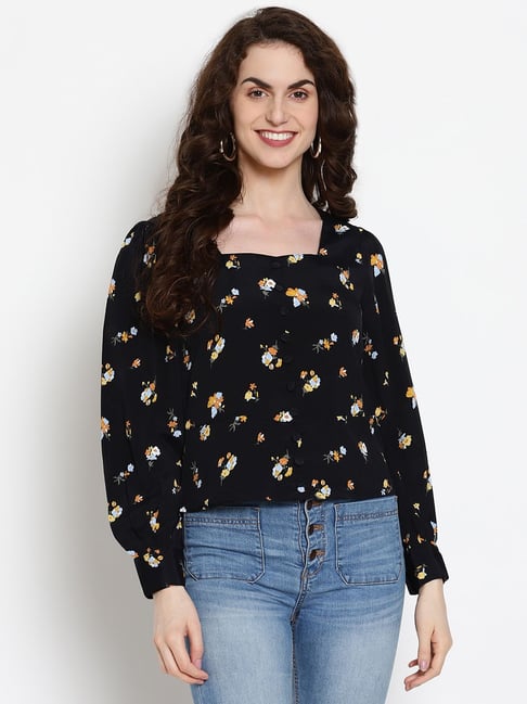 The Vanca Black Printed Top