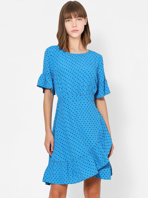 Only Swedish Blue Printed Dress Price in India