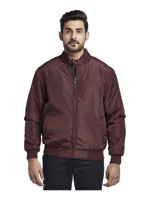 Buy ColorPlus Wine Tailored Fit Self Pattern Jacket for Mens